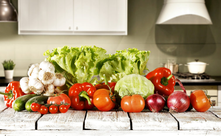 Menú rápido de descanso saludable con verduras.