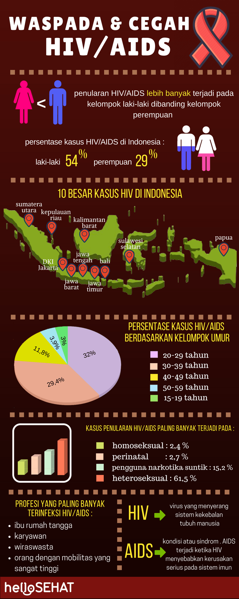 Hola hiv sano ayuda infografía en Indonesia