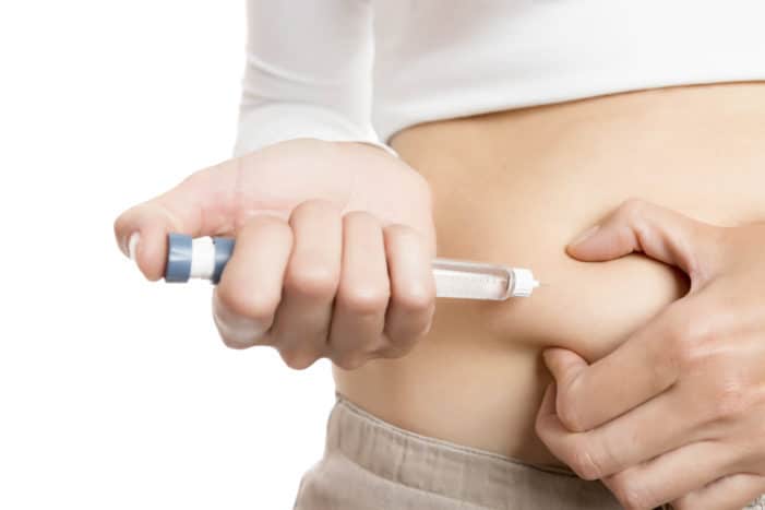 inyección incorrecta de insulina