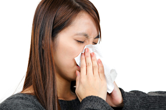 prueba de la gripe o la nariz que gotea